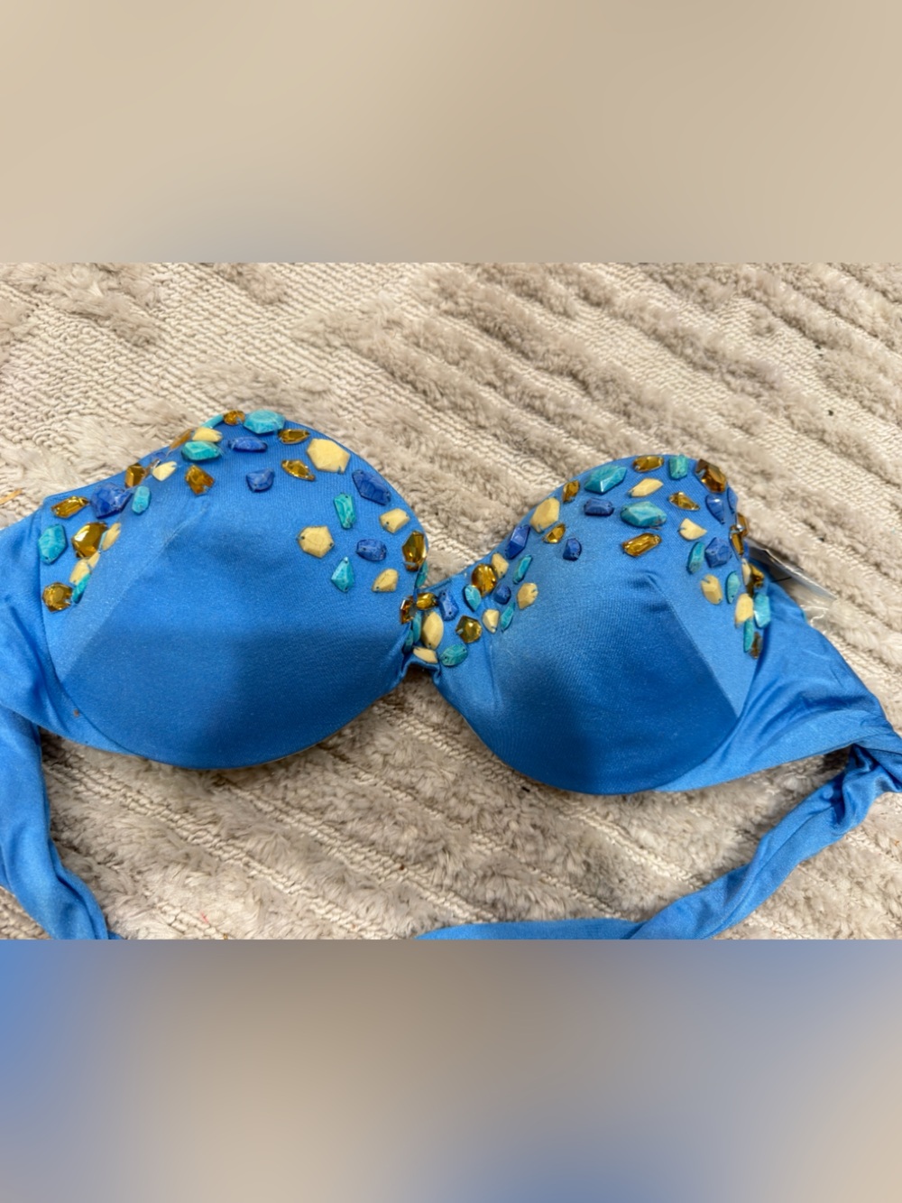 Victoria's Secret Blue Embellished Bikini Top